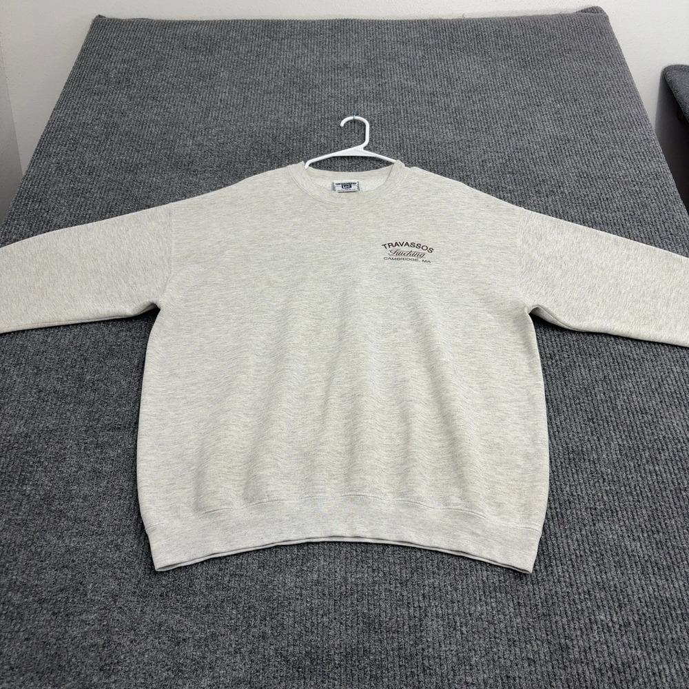 Vintage Lee Sweatshirt Mens XL Gray Cotton Blend Travassos Trucking Graphic